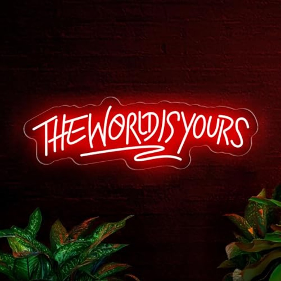 Beer & Wine Grab - The World Is Yours Neon Sign
