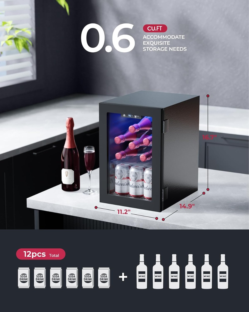 6-Bottle & 6-Can Compact Fridg – обзор и цена Wine Beer Images