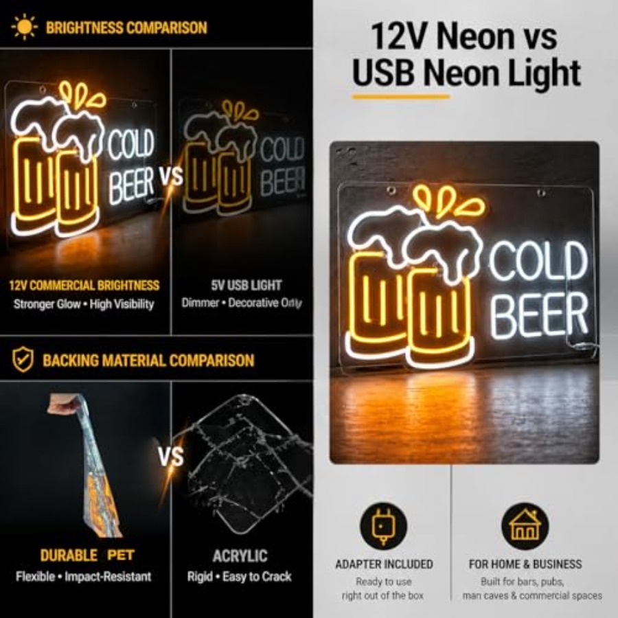 Cold Beer Neon Sign for Busine – обзор и цена Beer & Wine Grab