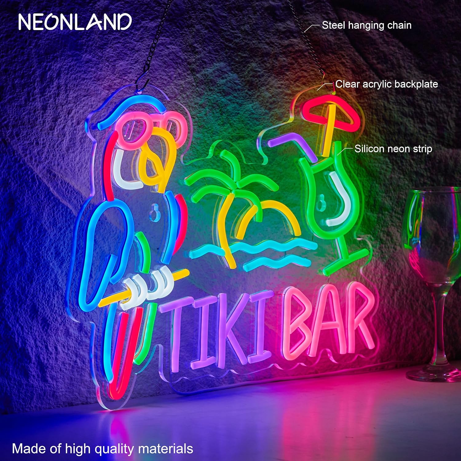 Tiki Bar Parrot Palm Tree Neon – обзор и цена Beer & Wine Grab