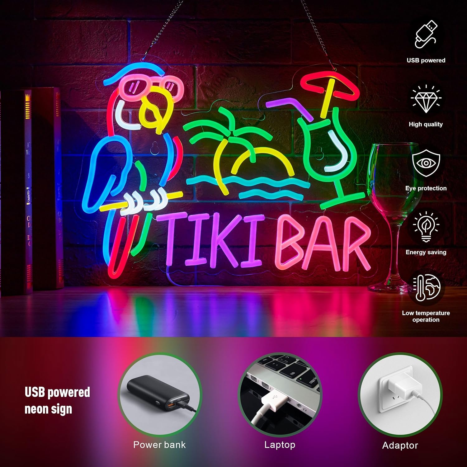 Tiki Bar Parrot Palm Tree Neon – обзор и цена Beer & Wine Grab