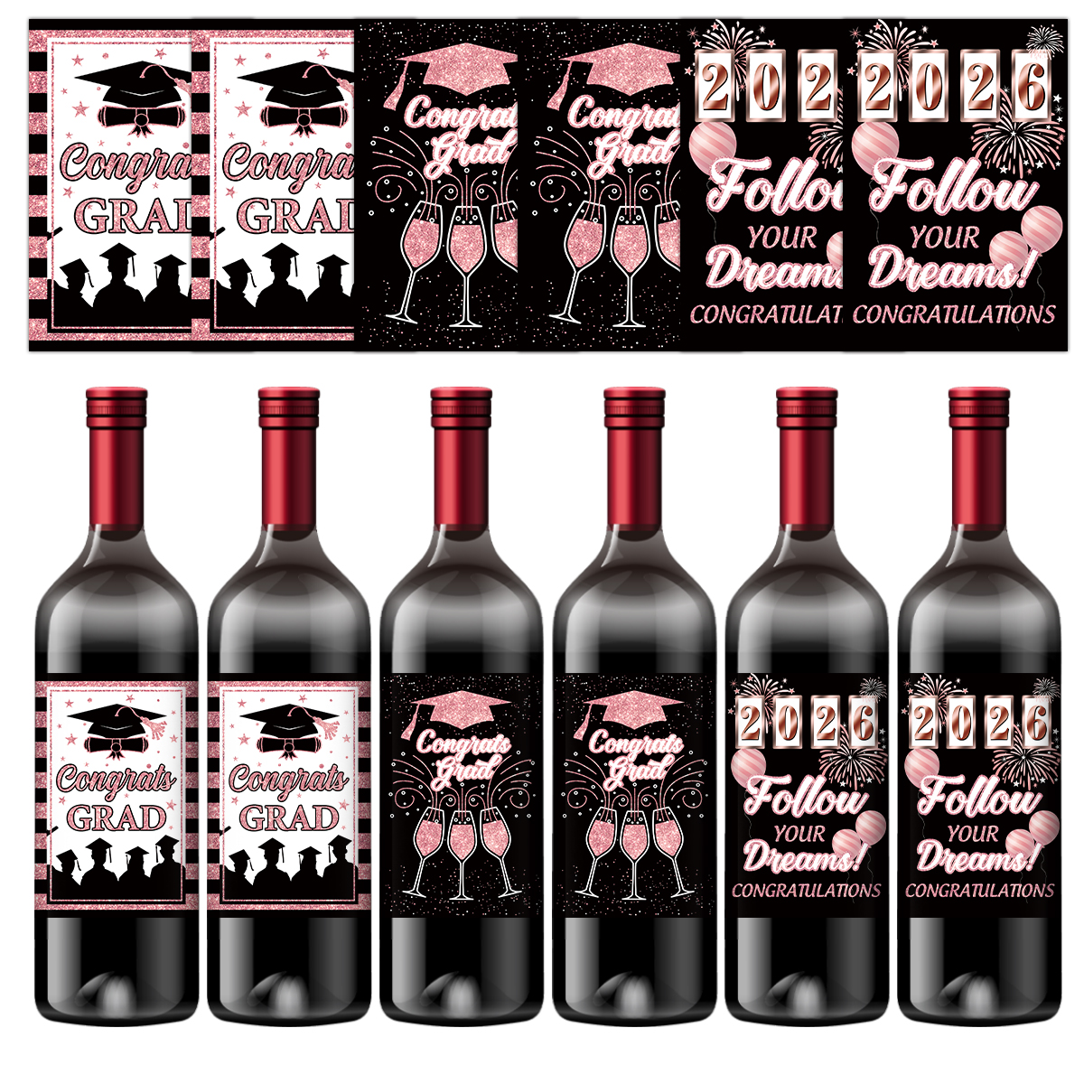 6pcs Congrats Grad Class 2026  – обзор и цена Wine In Beer Bottle