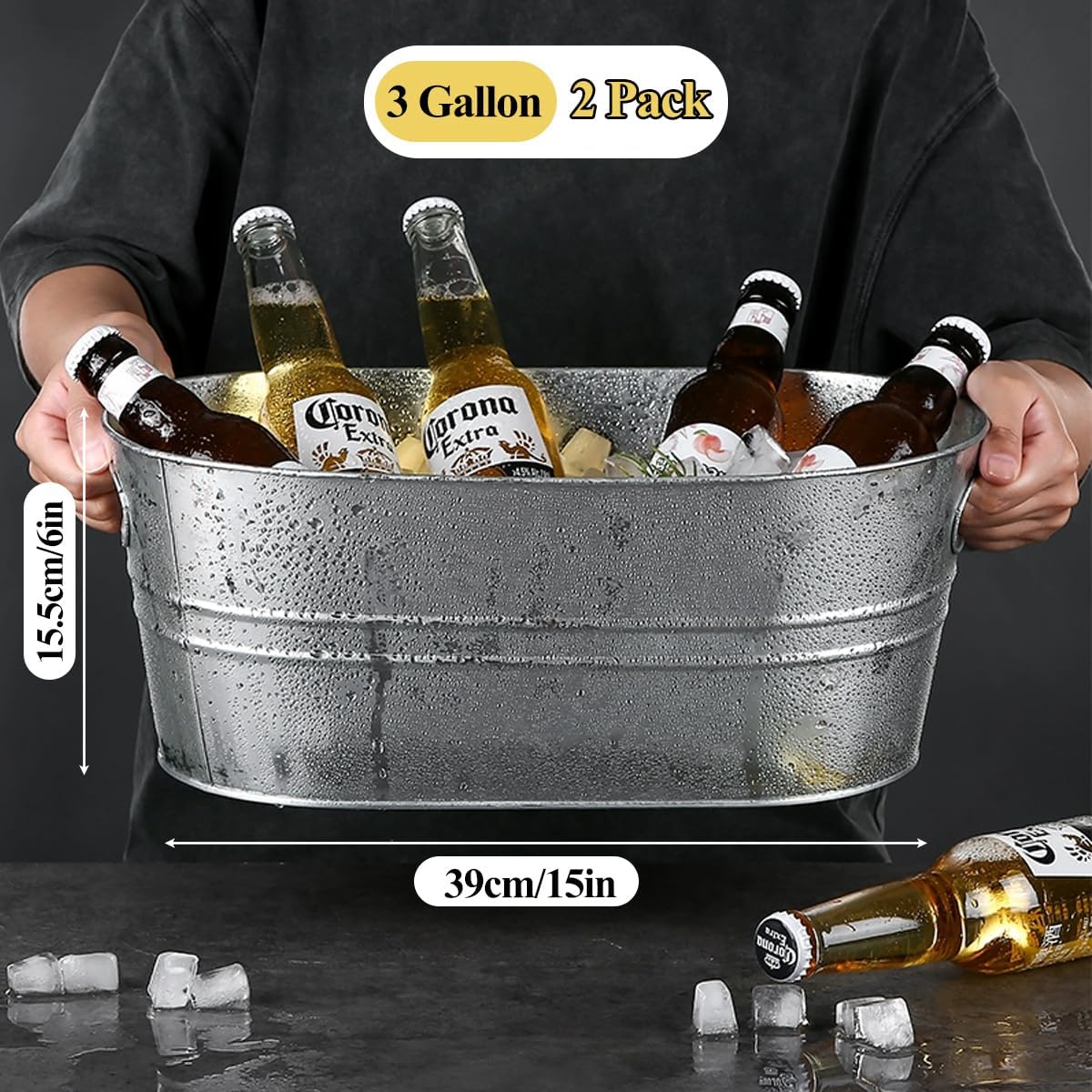 2 Pack Large Galvanized Ice Bu – обзор и цена Wine Beer Images